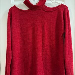 Cutout Red/Maroon  Mock Neck Top